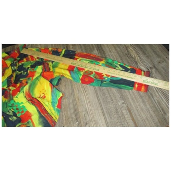 Vintage 1980s Saint Germain Oversized Rayon Blouse Top Orange Abstract Print XL - Picture 13 of 16